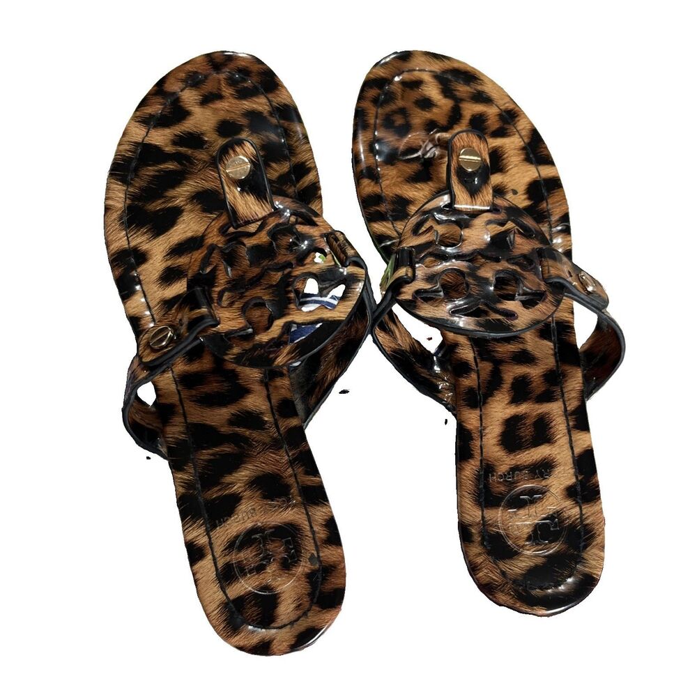 Tory Burch Women's Miller Sandals 9 Patent Leopard - Picture 4 of 10